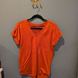 Cupio Orange Short Sleeve V-Neck Top